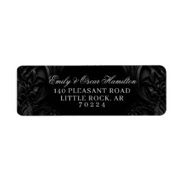 Elegant Black Gothic Damask Moody Return Address ラベル
