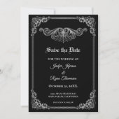 Elegant black Gothic wedding save the date 案内状 (正面)
