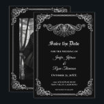 Elegant black Gothic wedding save the date 案内状<br><div class="desc">This design can be personalized with your information. It may be further customized by choosing the click to "personalize" further option. You may change the text color and style. Please see more of this suite in my store. Contact me at mradamov@gmail.com or with message on zazzle if you wish to...</div>