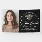 Elegant Black Graduate Photo Graduation Party 横断幕 (横)