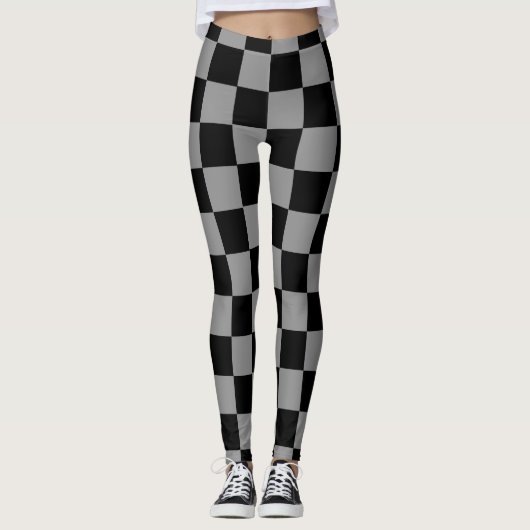 Elegant black &gray checkered レギンス (正面)