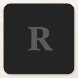 Elegant Black &gray Monogram  スクエアペーパーコースター