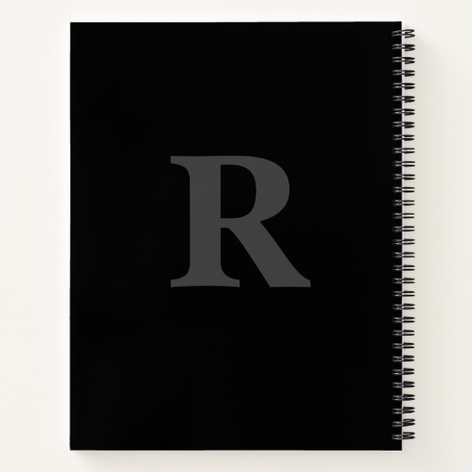 Elegant Black &gray Monogram  ノートブック (裏面)