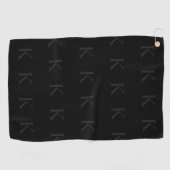 Elegant black &gray monogram initial ゴルフタオル (横)