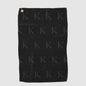 Elegant black &gray monogram initial ゴルフタオル (正面)