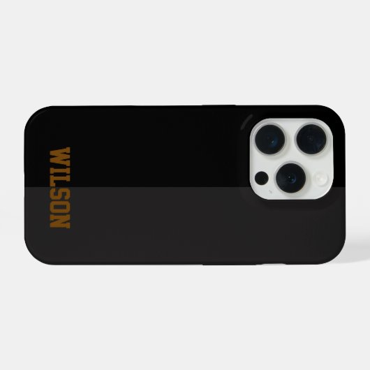 Elegant black &gray monogram name Phone Case iPhoneケース (裏面横)