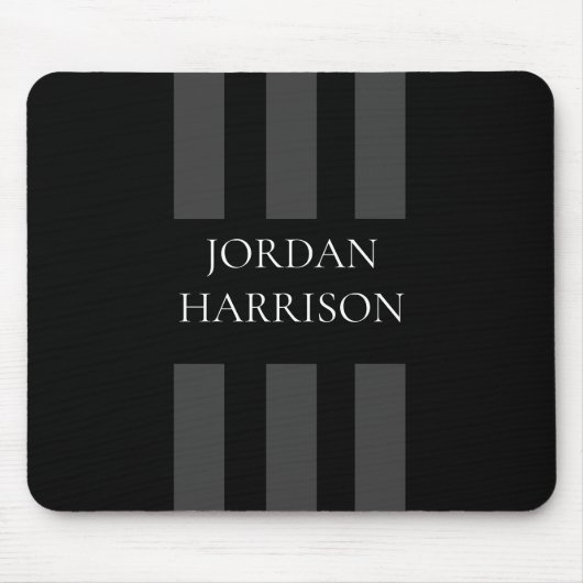 Elegant Black Gray Stripes Logo mouse pad マウスパッド (正面)