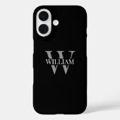 Elegant black &gray white Personalized monogram Case-Mate iPhoneケース (裏面)