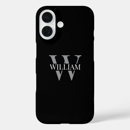 Elegant black &gray white Personalized monogram Case-Mate iPhoneケース (裏面)