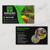 Elegant Black Green Landscaping Lawn Care Service 名刺 (正面/裏面)