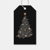 Elegant Black Grey Gold Script Christmas Tree ギフトタグ (裏面)