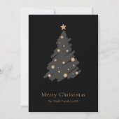 Elegant Black Grey Gold Script Christmas Tree シーズンカード (正面)