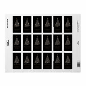 Elegant Black Grey Gold Script Christmas Tree ラベル (フルシート)