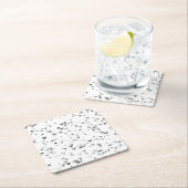 Elegant Black & Grey Hearts Pattern Coaster スクエアペーパーコースター (インサイチュ)