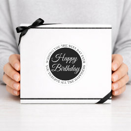 Elegant Black “Happy Birthday” Sticker ラウンドシール