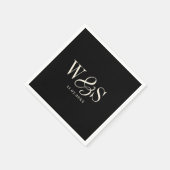 Elegant black initial wedding couples スタンダードカクテルナプキン (角)