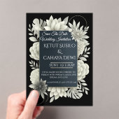 Elegant Black & Ivory Floral Wedding Invitation  アクリル招待状 (インサイチュ (ポータブル))