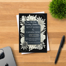 Elegant Black & Ivory Floral Wedding Invitation  アクリル招待状