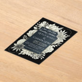 Elegant Black & Ivory Floral Wedding Invitation  アクリル招待状 (レイダウン)