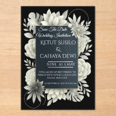 Elegant Black & Ivory Floral Wedding Invitation  アクリル招待状 (正面)