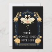 Elegant Black & Ivory Floral Wedding Invitation  招待状 (裏面)