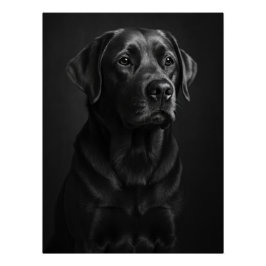 Elegant Black Labrador Portrait - Monochrome Dog ポスター