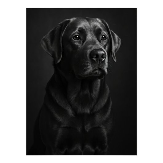 Elegant Black Labrador Portrait - Monochrome Dog ポスター (正面)