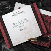 Elegant Black Lace and Deep Red Notecard ノートカード