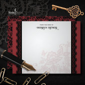 Elegant Black Lace and Deep Red Notecard ノートカード