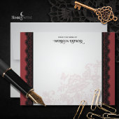 Elegant Black Lace and Deep Red Notecard ノートカード