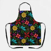 Elegant Black | Latin American Folk Floral エプロン (正面)