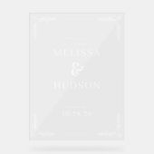 Elegant Black Leaf Wedding Sign アクリルサイン (正面)