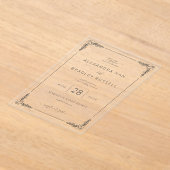 Elegant Black Leafy Branches アクリル招待状 (レイダウン)