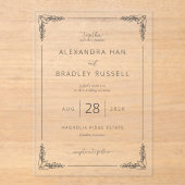 Elegant Black Leafy Branches アクリル招待状 (正面)