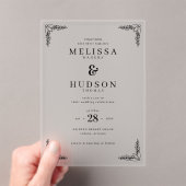 Elegant Black Leafy Vines アクリル招待状 (インサイチュ (ポータブル))