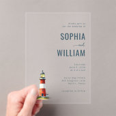 Elegant Black Lighthouse Illustration アクリル招待状 (インサイチュ (ポータブル))