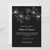 Elegant Black Line Art Floral Wedding Invitation 招待状 (正面)
