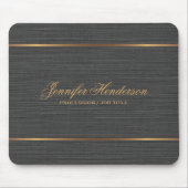 Elegant Black Linen Fabric Gold Frame Professional マウスパッド (正面)