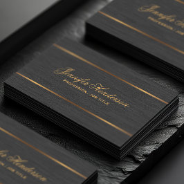 Elegant Black Linen Fabric Gold Frame Professional 名刺