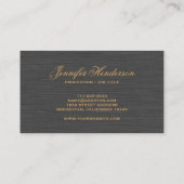 Elegant Black Linen Fabric Gold Frame Professional 名刺 (裏面)