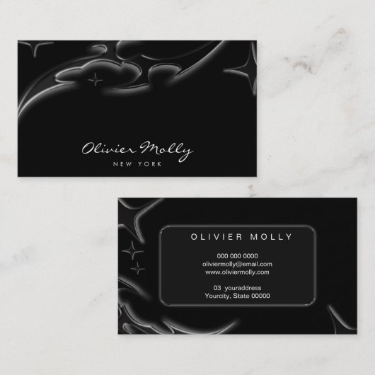 Elegant Black Marble Luxury Business Card  名刺 (正面/裏面)
