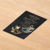 Elegant Black Masquerade, Masque Sweet 16 アクリル招待状 (レイダウン)