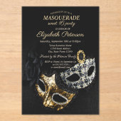 Elegant Black Masquerade, Masque Sweet 16 アクリル招待状 (正面)