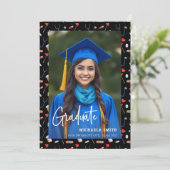 Elegant Black Medical Nurse Script Photo Graduate  案内状 (スタンド正面)