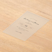 Elegant Black Minimalist Calligraphy アクリル招待状 (レイダウン)