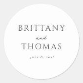 Elegant Black Minimalist Calligraphy ラウンドシール (正面)