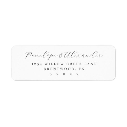 Elegant Black Minimalist Calligraphy ラベル (正面)