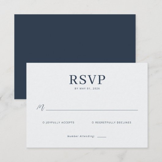 Elegant Black Minimalist RSVP (正面/裏面)
