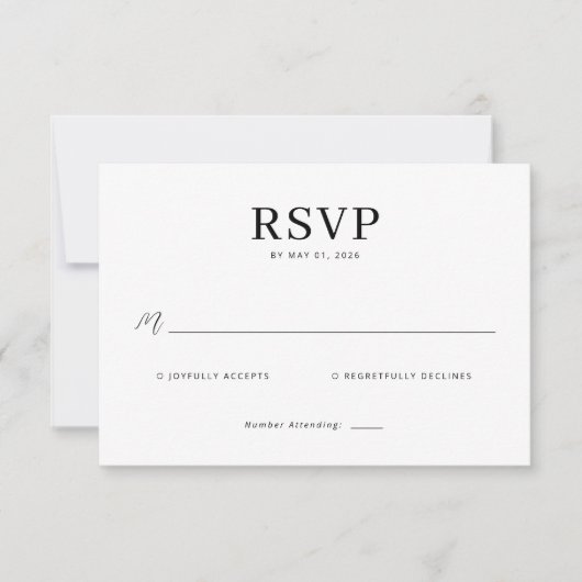 Elegant Black Minimalist RSVP (正面)