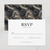 Elegant Black Minimalist RSVP (正面/裏面)